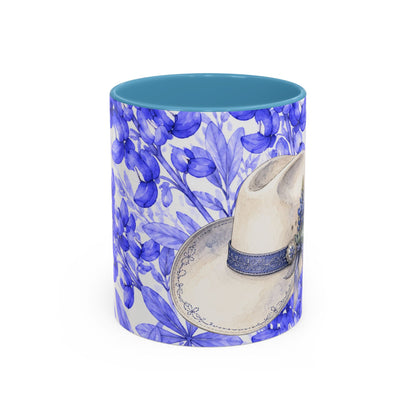 Cowboy Hat Bluebonnet Accent Coffee Mug – Texas Wildflower Floral Tea Cup (11/15oz)