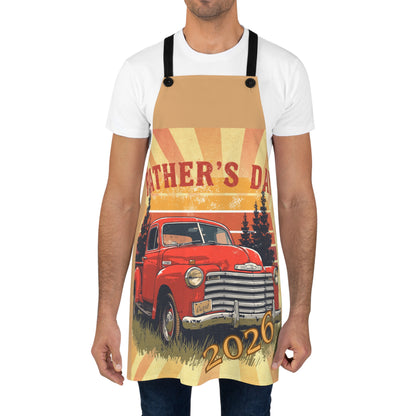 Father's Day 2026 Vintage Red Truck Apron - Retro Rustic Gift for Dad