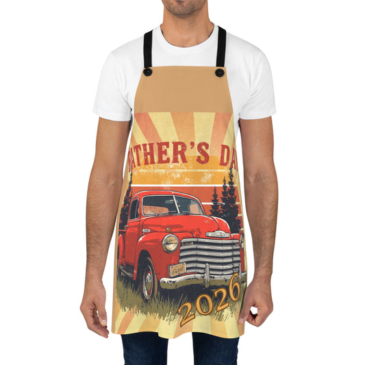 Father's Day 2026 Vintage Red Truck Apron - Retro Rustic Gift for Dad