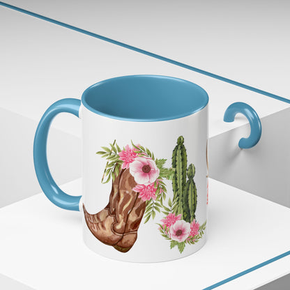 Texan Mom Accent Coffee Mug — "My MOM is a TEXAN" Floral & Cactus Gift
