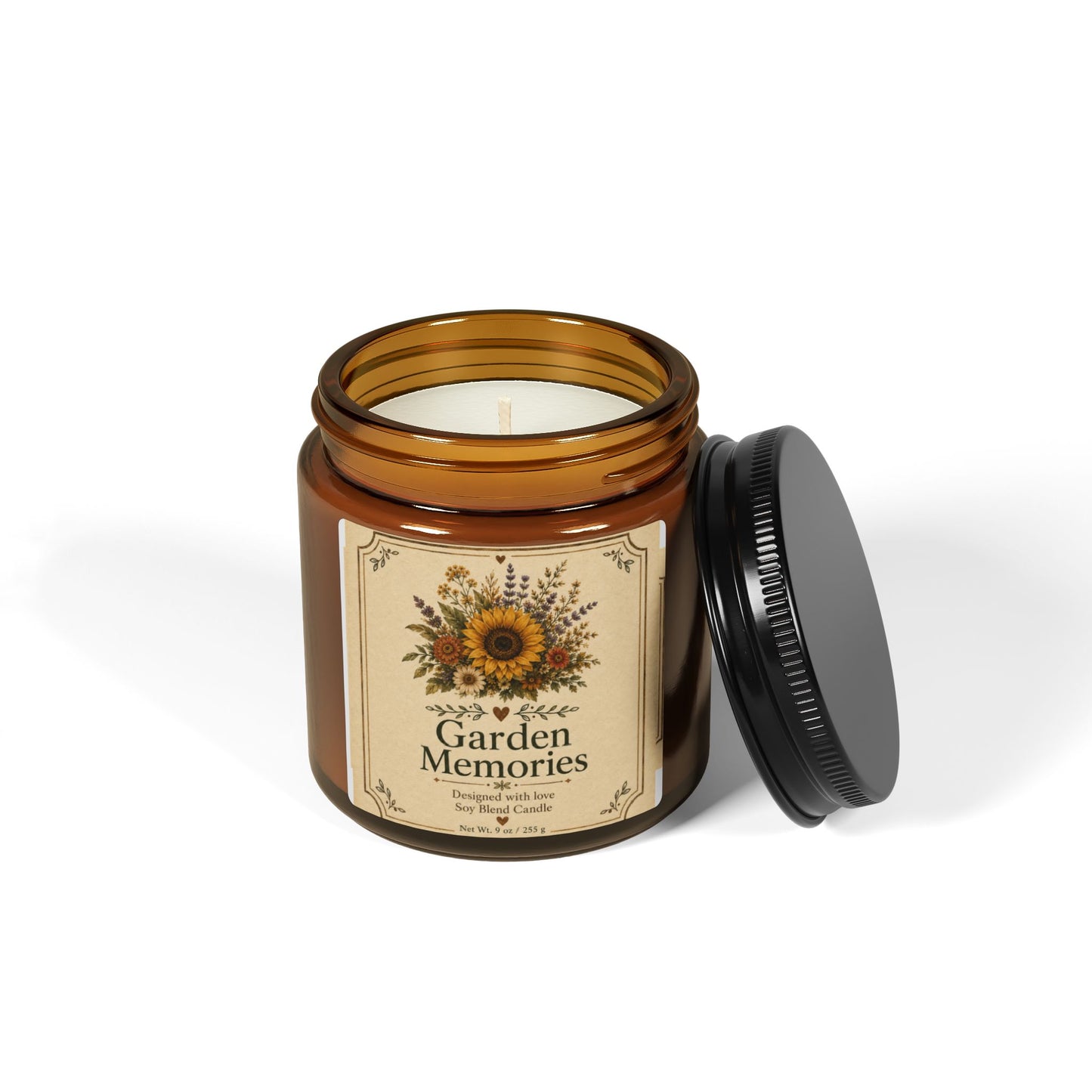 Garden Memories Soy Candle — Amber Jar Scented Candle (Multiple Sizes)