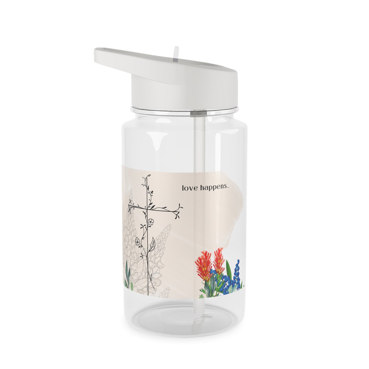 Inspirational Tritan Water Bottle - "Love Happens" Design - Perfect for Fitness and Everyday Use
