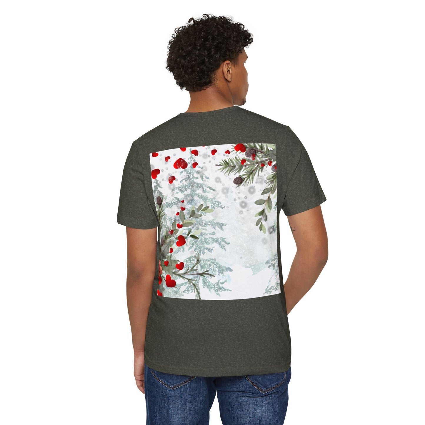 Her Heart Winter T-Shirt — Romantic Holiday Snow & Red Berries Design