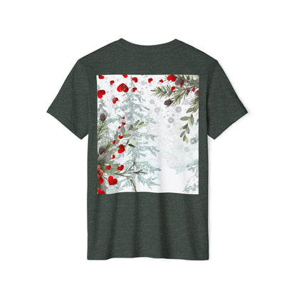 Her Heart Winter Floral T-Shirt — Romantic Snow & Red Berries Design