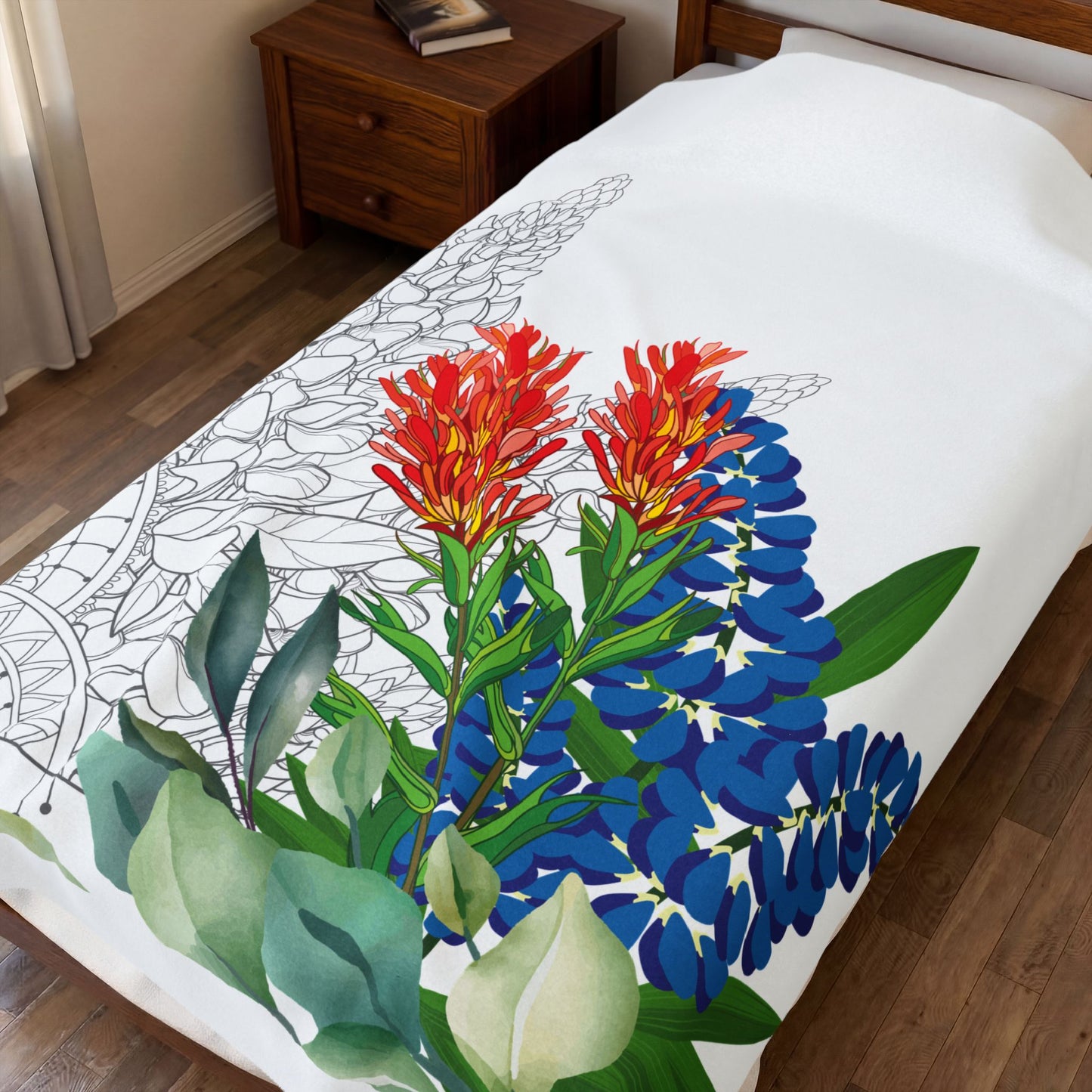 Texas Mom Velveteen Plush Blanket - Cozy Art Therapy Throw
