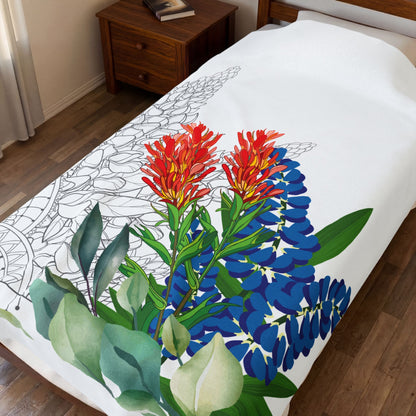 Texas Mom Velveteen Plush Blanket - Cozy Art Therapy Throw