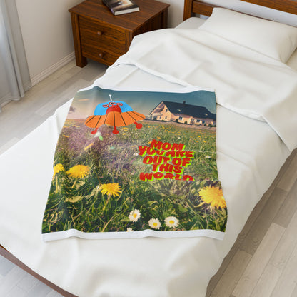 Out of This World Mom Velveteen Plush Blanket - Cozy Gift for Mother's Day & Birthdays