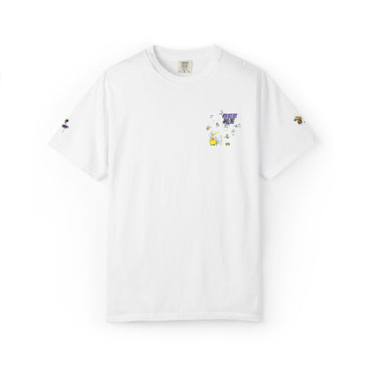 Floral Bee Chest Pocket T‑Shirt — Tiny Wildflower & Bee Graphic