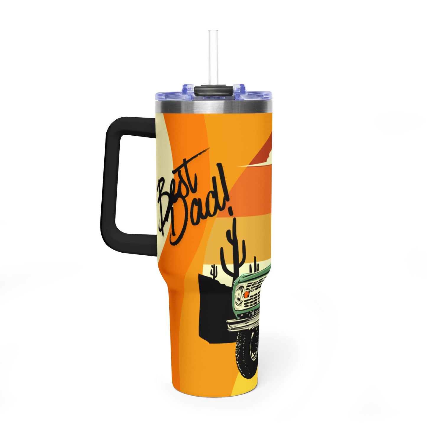 Retro Sunset Truck "Best Dad!" Travel Mug 40 oz.