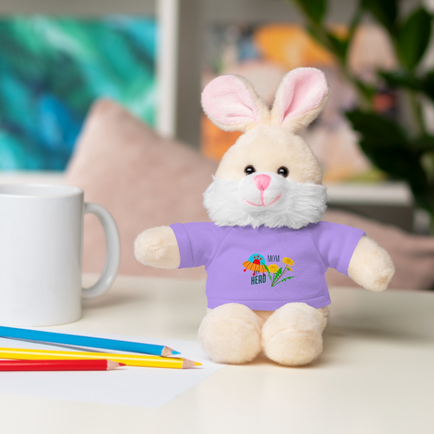 MOM is my Hero Stuffed Animal Tee Bear - Perfect Gift for Kids & Celebrations