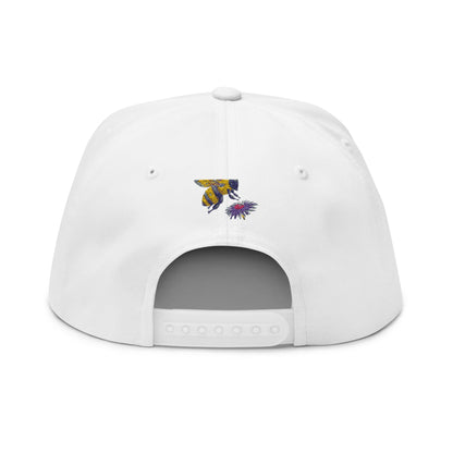 Flat Bill Cap - "Bee Amazing" Embroidered Floral Snapback