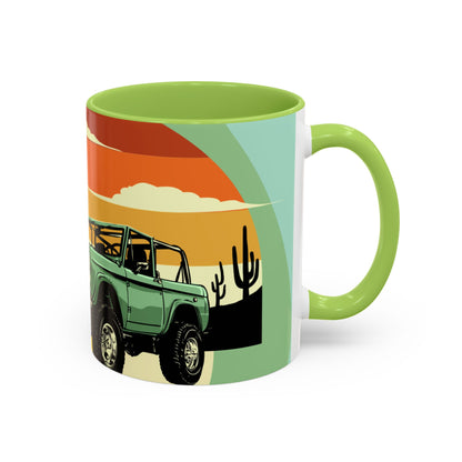 Vintage Off-Road Truck Coffee Mug — Desert Sunset Accent