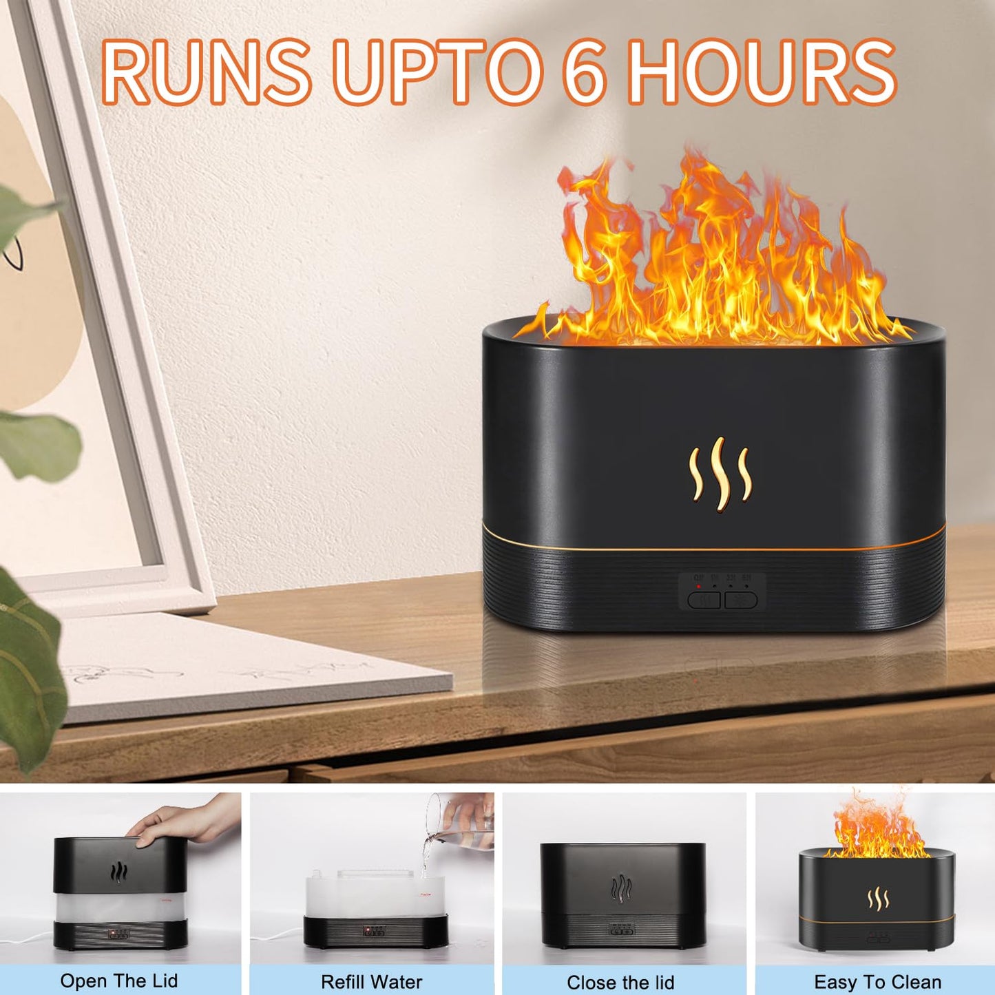 Flame Diffuser, Aromatherapy Diffuser with Power Adapter & 25db Audio Bluetooth