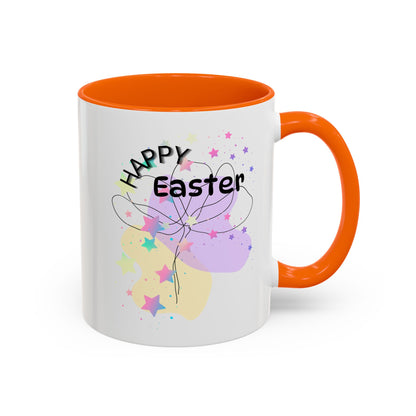Happy Easter Floral Accent Coffee Mug - Celebrate Spring with Colorful Design