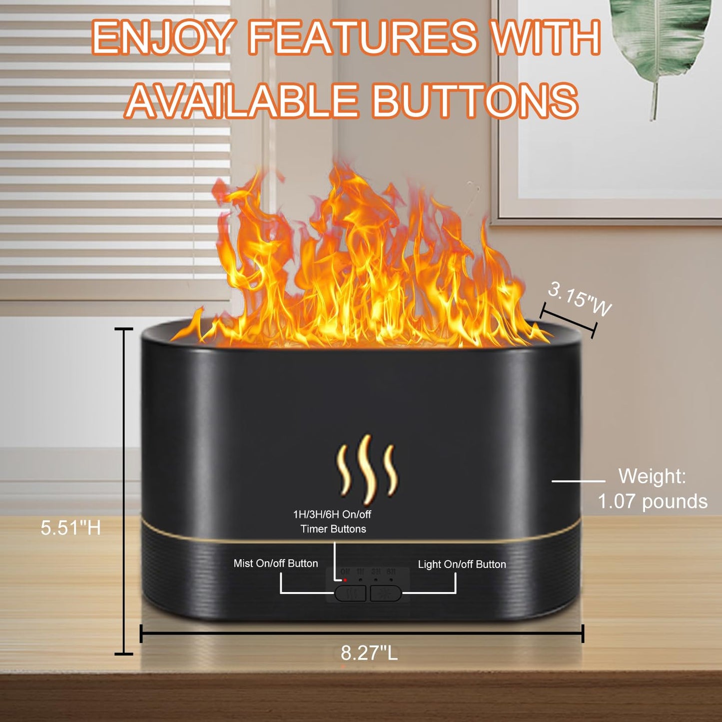 Flame Diffuser, Aromatherapy Diffuser with Power Adapter & 25db Audio Bluetooth