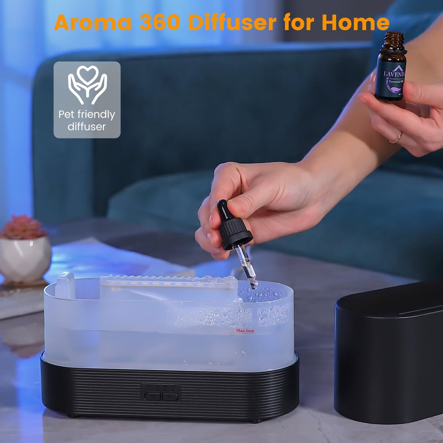 Flame Diffuser, Aromatherapy Diffuser with Power Adapter & 25db Audio Bluetooth