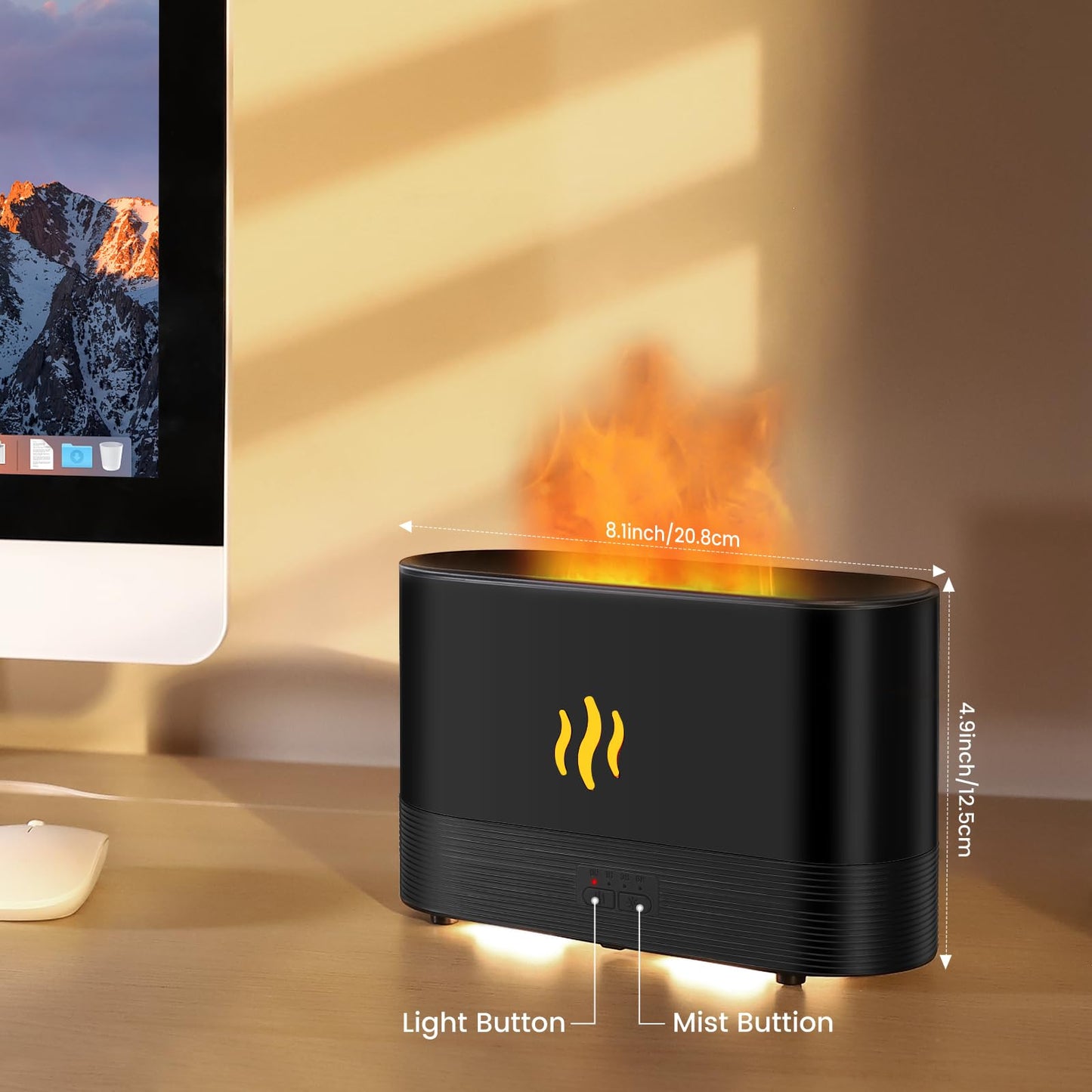 Flame Diffuser, Aromatherapy Diffuser with Power Adapter & 25db Audio Bluetooth