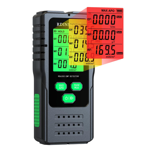 EMF Detector – 3-in-1 Electromagnetic Radiation Meter for AC Magnetic, AC Electric & Microwave Fields – Handheld EMF Reader for Home, Office & Smart Meters, Ideal for Non-Professional Users