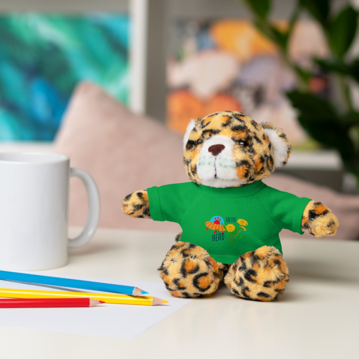 MOM is my Hero Stuffed Animal Tee Bear - Perfect Gift for Kids & Celebrations