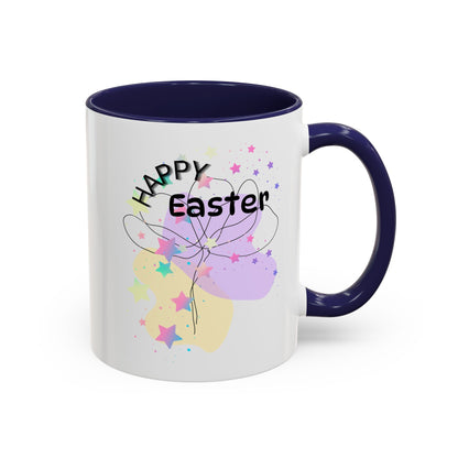 Happy Easter Floral Accent Coffee Mug - Celebrate Spring with Colorful Design