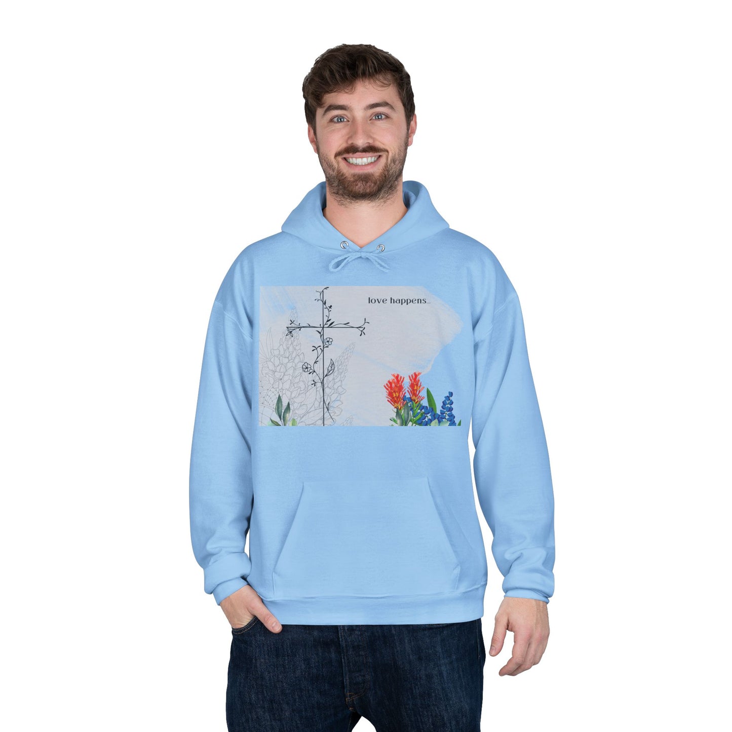 Love Happens Eco-Friendly Hoodie - Floral Design for Nature Lovers