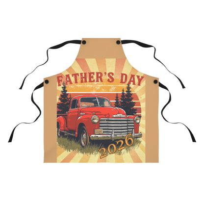 Father's Day 2026 Vintage Red Truck Apron - Retro Rustic Gift for Dad