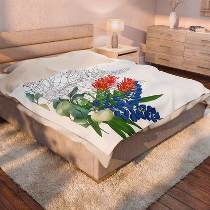 Texas Mom Velveteen Plush Blanket - Cozy Art Therapy Throw