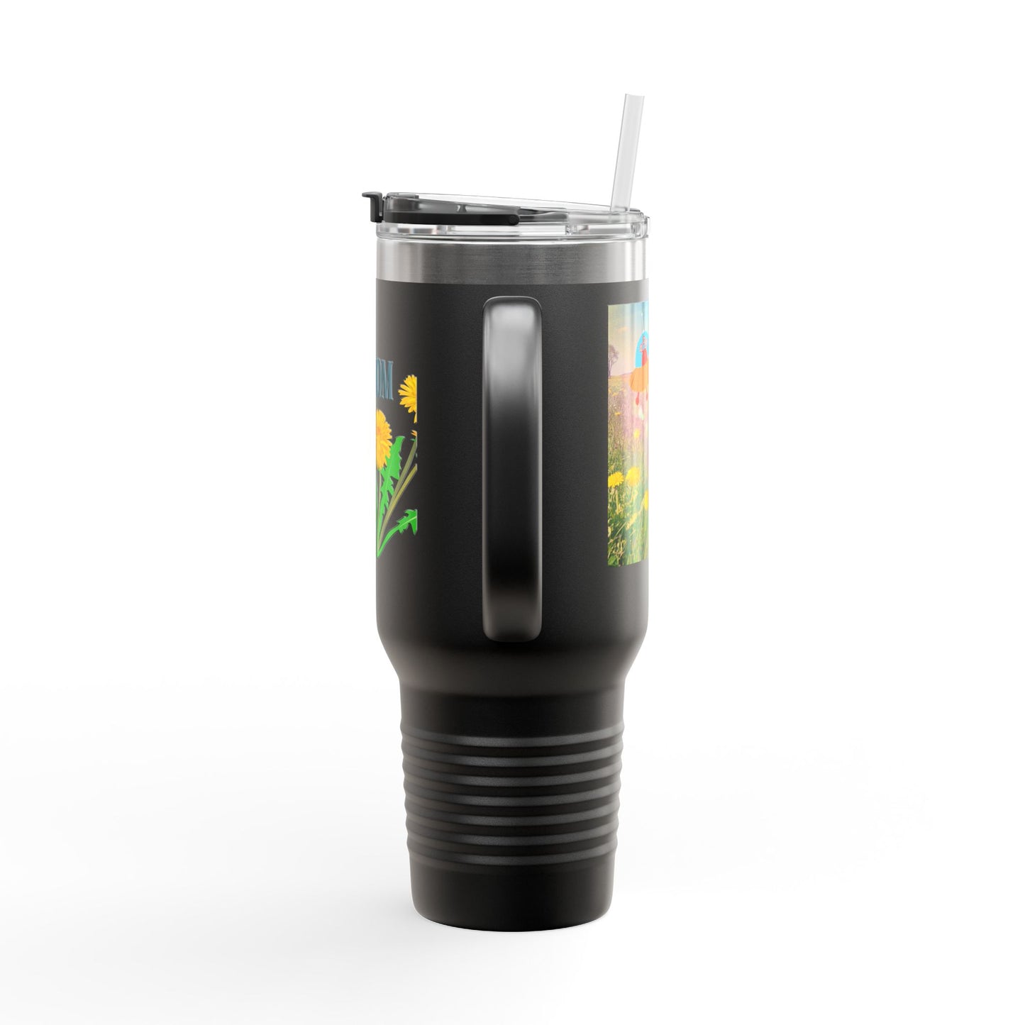 Mom Hero 40oz Insulated Travel Mug - Bright & Cheerful Design