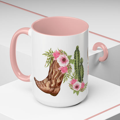 Texan Mom Accent Coffee Mug — "My MOM is a TEXAN" Floral & Cactus Gift