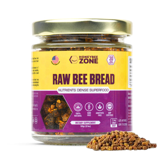 HONEYBEEZONE-Raw Bee Bread - Nutrient-Rich Superfood for Energy Boost, Immune Support Supplement | Non-GMO, Gluten-Free, 3.5 oz Veggie Supplement