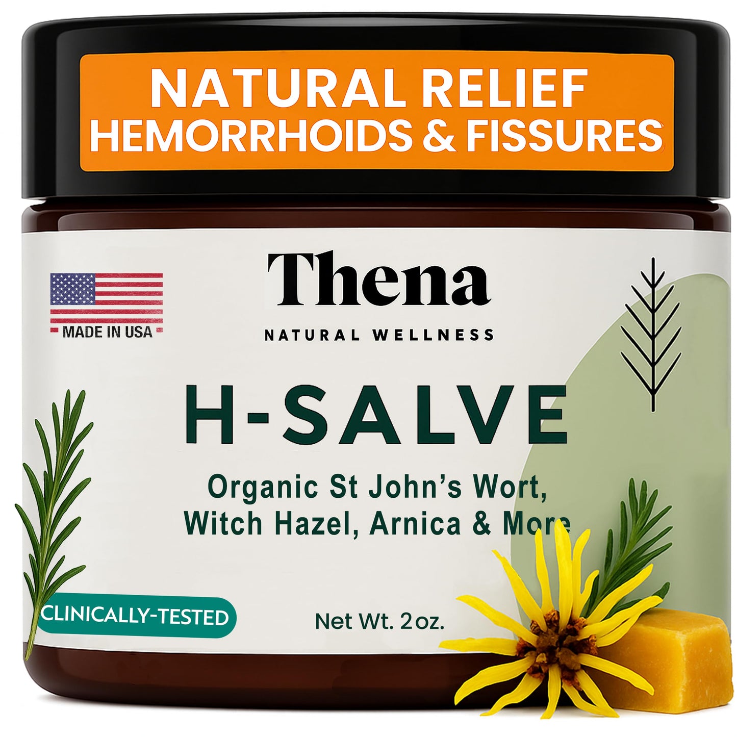 Intense Hemorrhoid Treatment Natural Hemorrhoid Relief Cream, Max Strength Herbal Anal Fissure Relief Ointment with Organic Witch Hazel for Postpartum Piles, Best with Thena Sitz Bath Soak, Women Men