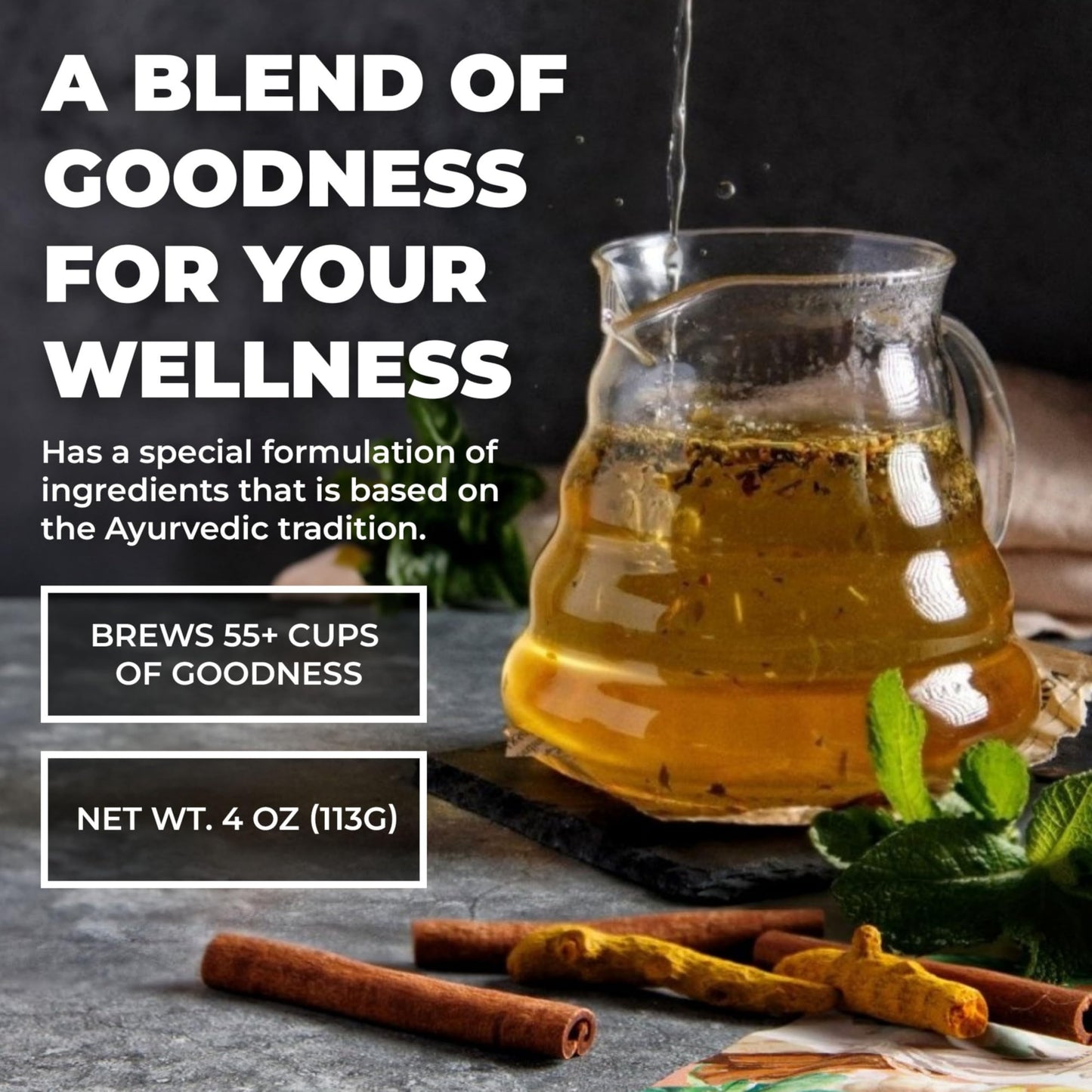 Gardenika Organic Flamma-tea Loose Leaf Tea | Premium Turmeric Ginger Blend with Cinnamon, Peppermint & Black Pepper | 100% Natural, Caffeine Free Herbal Wellness Tea | 4oz (113g)