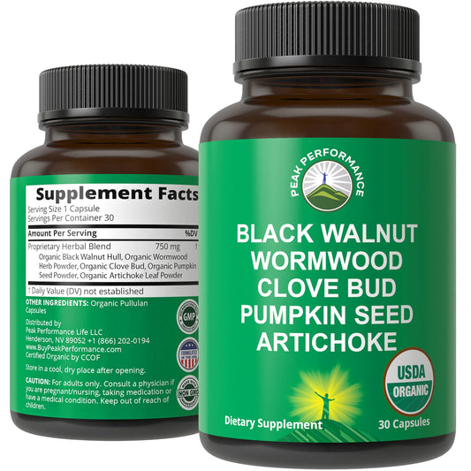 Intestinal Support and Parasite Detox: USDA Organic Support Capsules Supplement for Adults and Kids. Pills with Artichoke and Pumpkin Seed for Added Benefits