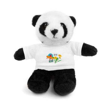 MOM is my Hero Stuffed Animal Tee Bear - Perfect Gift for Kids & Celebrations