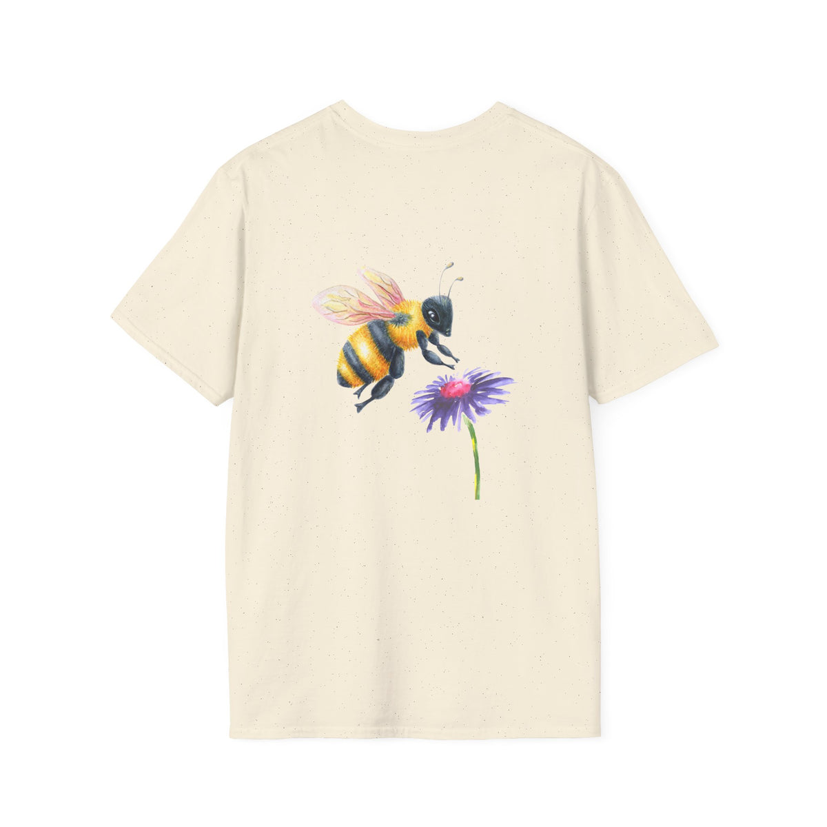 Bee Tones Floral Tee — Women's Soft T-Shirt with Bees & Flowers