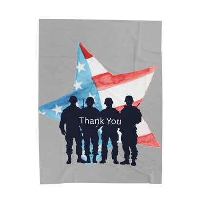 Patriotic Velveteen Plush Blanket – Soft Military Appreciation Throw