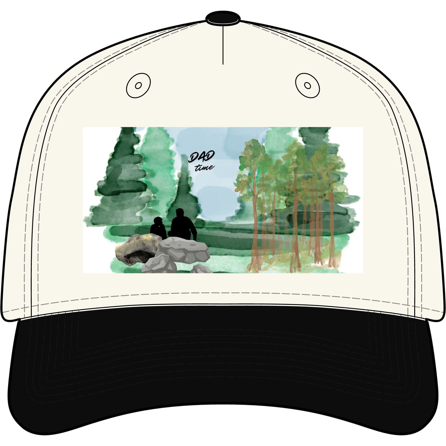 Dad Time Baseball Cap – Watercolor Forest Hiking Hat