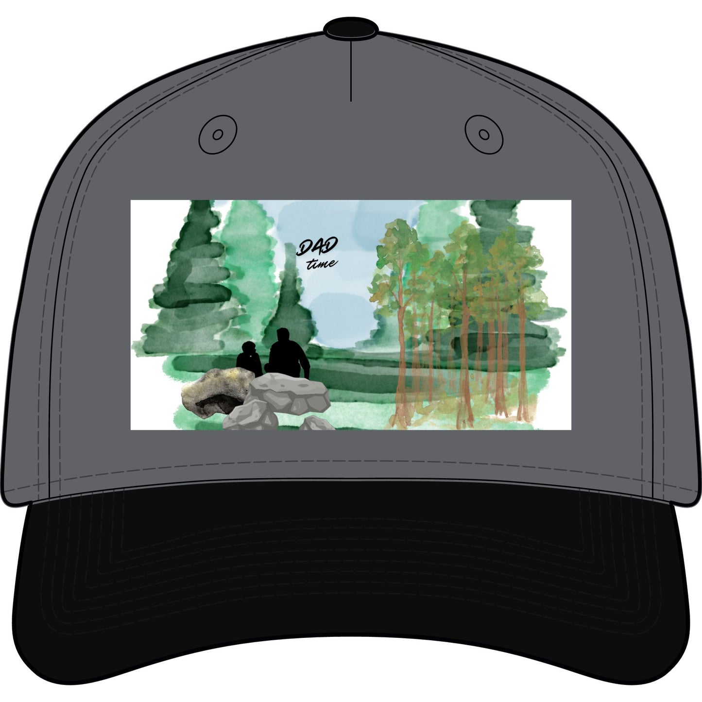Dad Time Baseball Cap – Watercolor Forest Hiking Hat