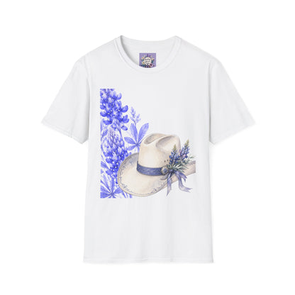 Cowboy Hat & Bluebonnet T‑Shirt — Texas Wildflower Graphic Tee