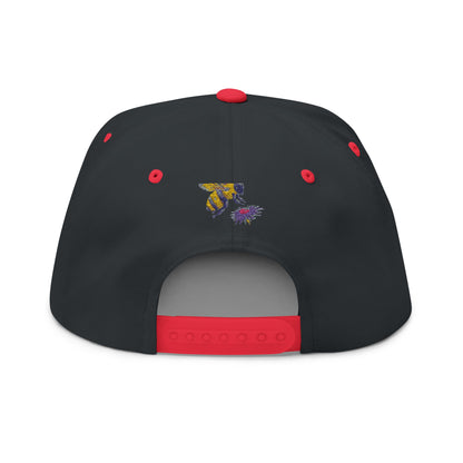 Flat Bill Cap - "Bee Amazing" Embroidered Floral Snapback