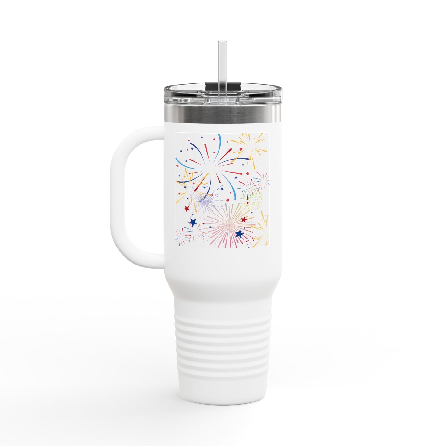 USA Floral Insulated Travel Mug for Coffee Lovers, 40oz, Patriotic Gift, Adventure Companion, Summer BBQ, Camping Must-Have