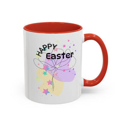 Happy Easter Floral Accent Coffee Mug - Celebrate Spring with Colorful Design