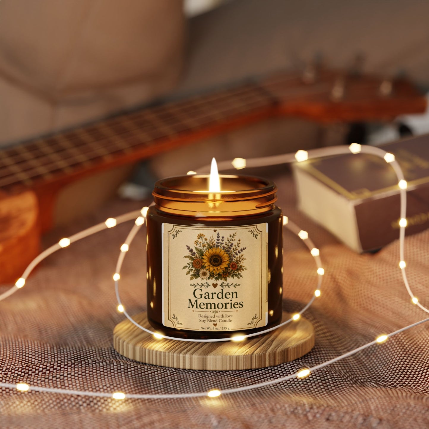 Garden Memories Soy Candle — Amber Jar Scented Candle (Multiple Sizes)