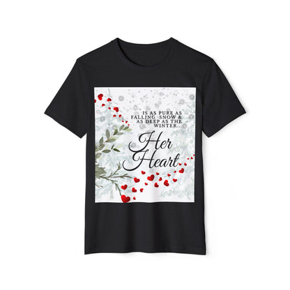 Her Heart Winter T-Shirt — Romantic Holiday Snow & Red Berries Design