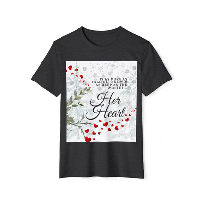 Her Heart Winter T-Shirt — Romantic Holiday Snow & Red Berries Design