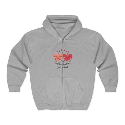 Together Forever Hearts Full Zip Hooded Sweatshirt