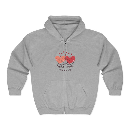 Together Forever Hearts Full Zip Hooded Sweatshirt