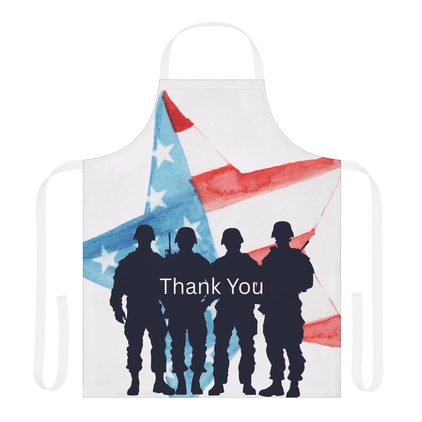 Patriotic 4th of July Apron with Thank You Design, 5-Color Straps, Perfect Gift for Veterans, Memorial Day, Independence Day, Cooking & BBQ