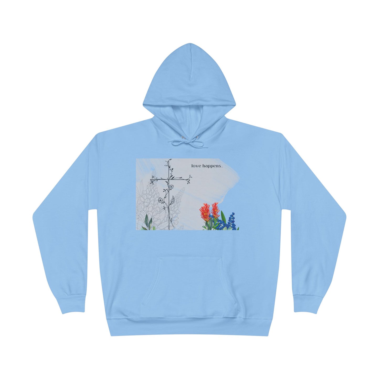 Love Happens Eco-Friendly Hoodie - Floral Design for Nature Lovers