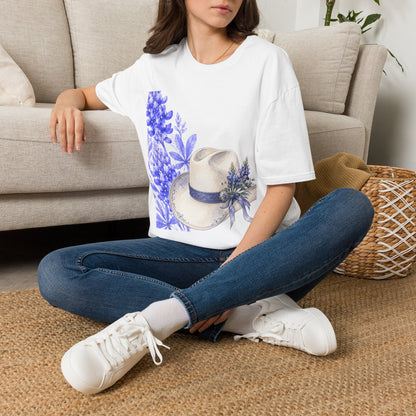 Cowboy Hat & Bluebonnet T‑Shirt — Texas Wildflower Graphic Tee